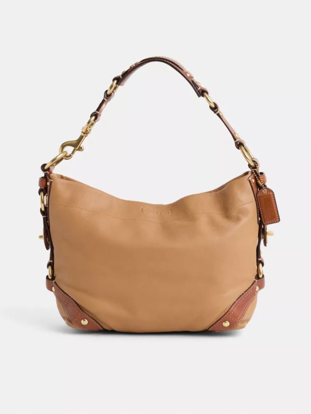 Coach Leather Shoulder Carly Hobo Bag Camel Caramel Vintage